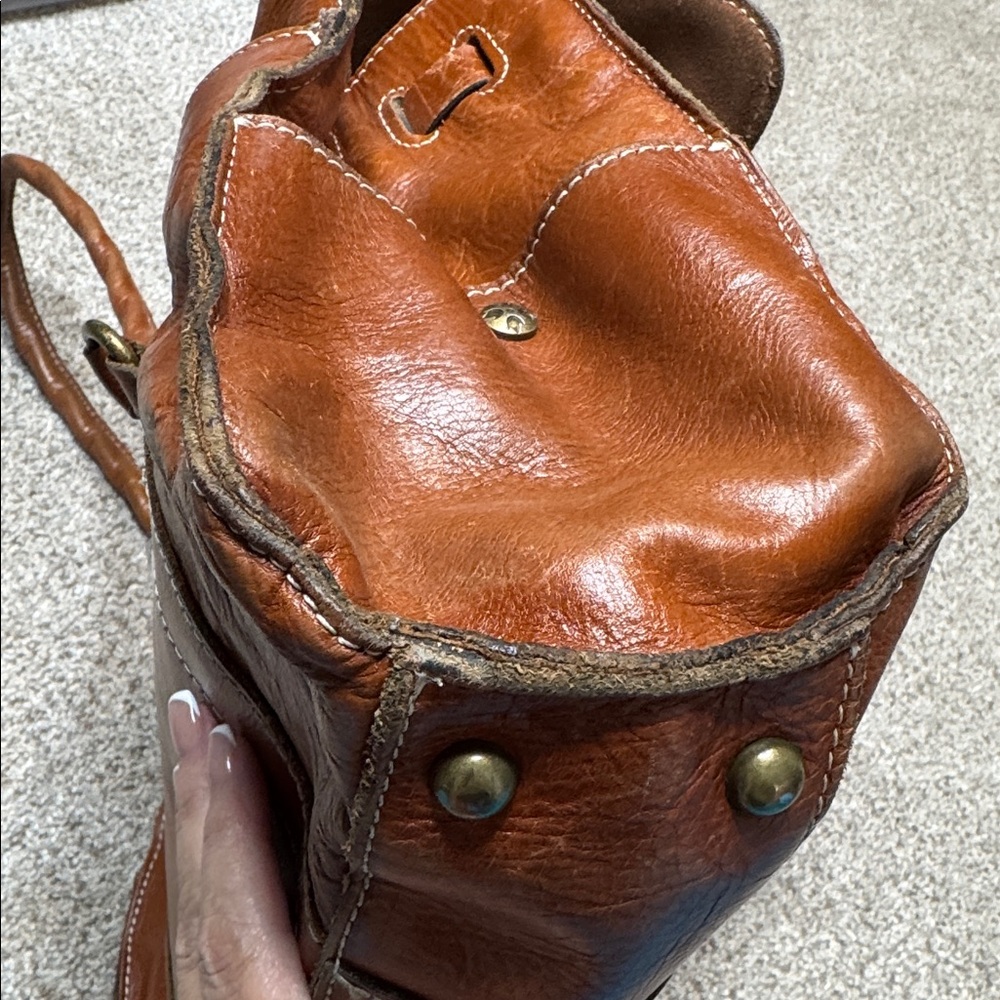 Patricia Nash Vienna Leather Satchel Cognac Brown Distressed Bag OS - Picture 6 of 16